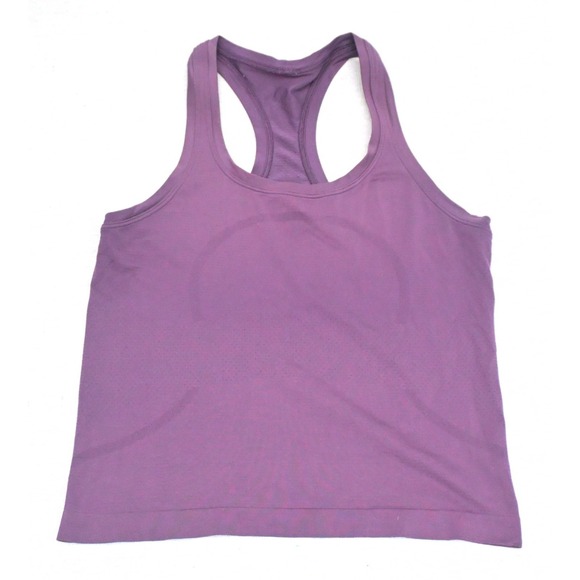 lululemon athletica Tops - Lululemon Womens Plum Racerback Yoga Tank Top Seamless Mesh Back Reflective Logo